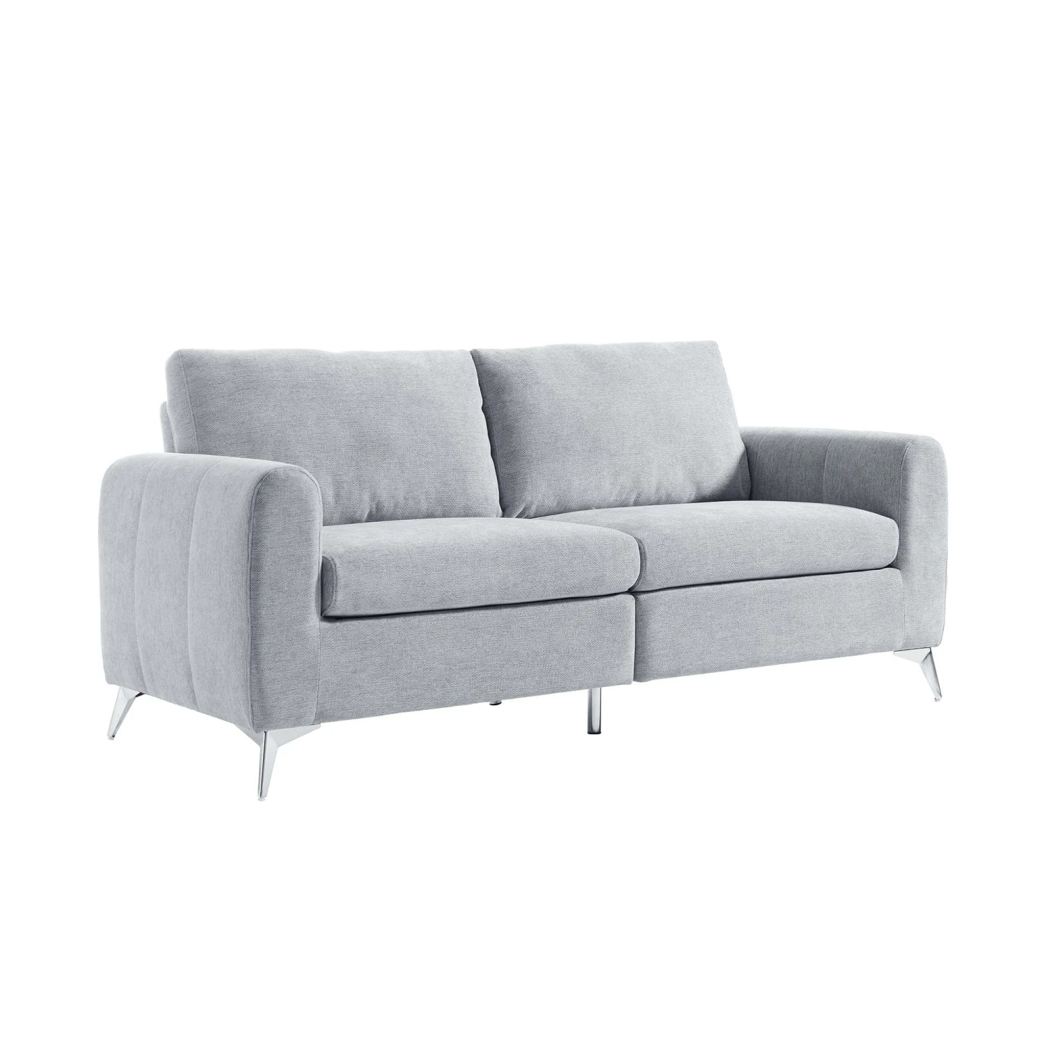 Noak 3-Seater Grey Woven Fabric Sofa With Chrome Legs 6 Noak 3-Seater Grey Woven Fabric Sofa With Chrome Legs - Image 4