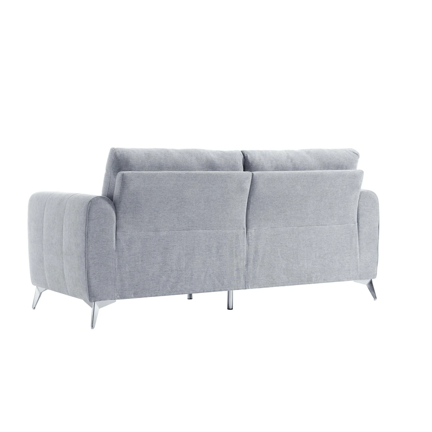 Noak 3-Seater Grey Woven Fabric Sofa With Chrome Legs 7 Noak 3-Seater Grey Woven Fabric Sofa With Chrome Legs - Image 5