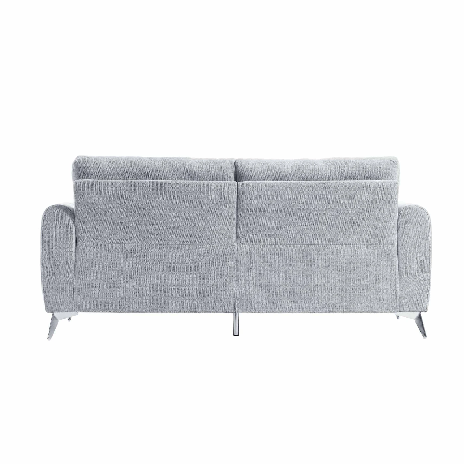 Noak 3-Seater Grey Woven Fabric Sofa With Chrome Legs 8 Noak 3-Seater Grey Woven Fabric Sofa With Chrome Legs - Image 6