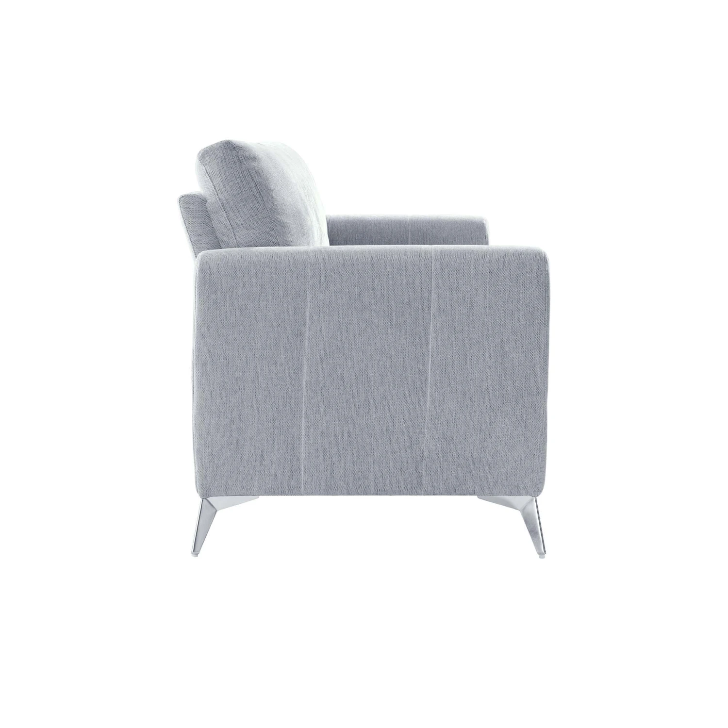 Noak 3-Seater Grey Woven Fabric Sofa With Chrome Legs 9 Noak 3-Seater Grey Woven Fabric Sofa With Chrome Legs - Image 7