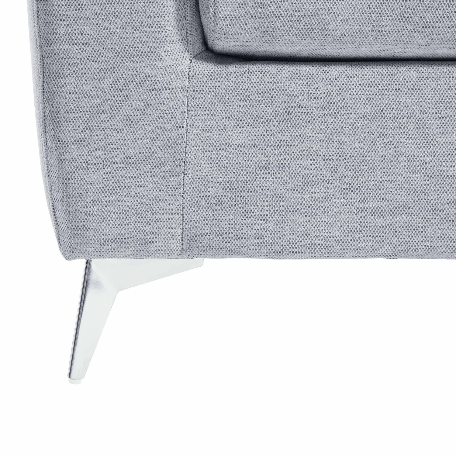 Noak 3-Seater Grey Woven Fabric Sofa With Chrome Legs 13 Noak 3-Seater Grey Woven Fabric Sofa With Chrome Legs - Image 11