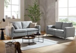 Noak 2-Seater Grey Woven Fabric Sofa With Chrome Legs 26 Noak 2-Seater Grey Woven Fabric Sofa With Chrome Legs -FINZ Furniture Shop AYSF 014 GREY WOVEN setscene1