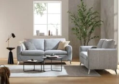 Noak 3-Seater Grey Woven Fabric Sofa With Chrome Legs 28 Noak 3-Seater Grey Woven Fabric Sofa With Chrome Legs -FINZ Furniture Shop AYSF 014 GREY WOVEN setscene2