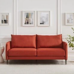 Bari Burnt Ochre Fabric Sofa 21 Bari Burnt Ochre Fabric Sofa -FINZ Furniture Shop AYSF 08 ORANGEFAB 3ST main