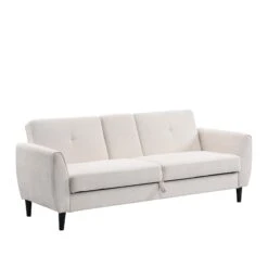 Latimer Beige Woven Fabric 3-Seater Storage Sofa Bed -FINZ Furniture Shop AYSF 09 BEIGEWOVEN 3ST WB2