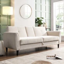 Latimer Beige Woven Fabric 3-Seater Storage Sofa Bed -FINZ Furniture Shop AYSF 09 BEIGEWOVEN 3ST scene2