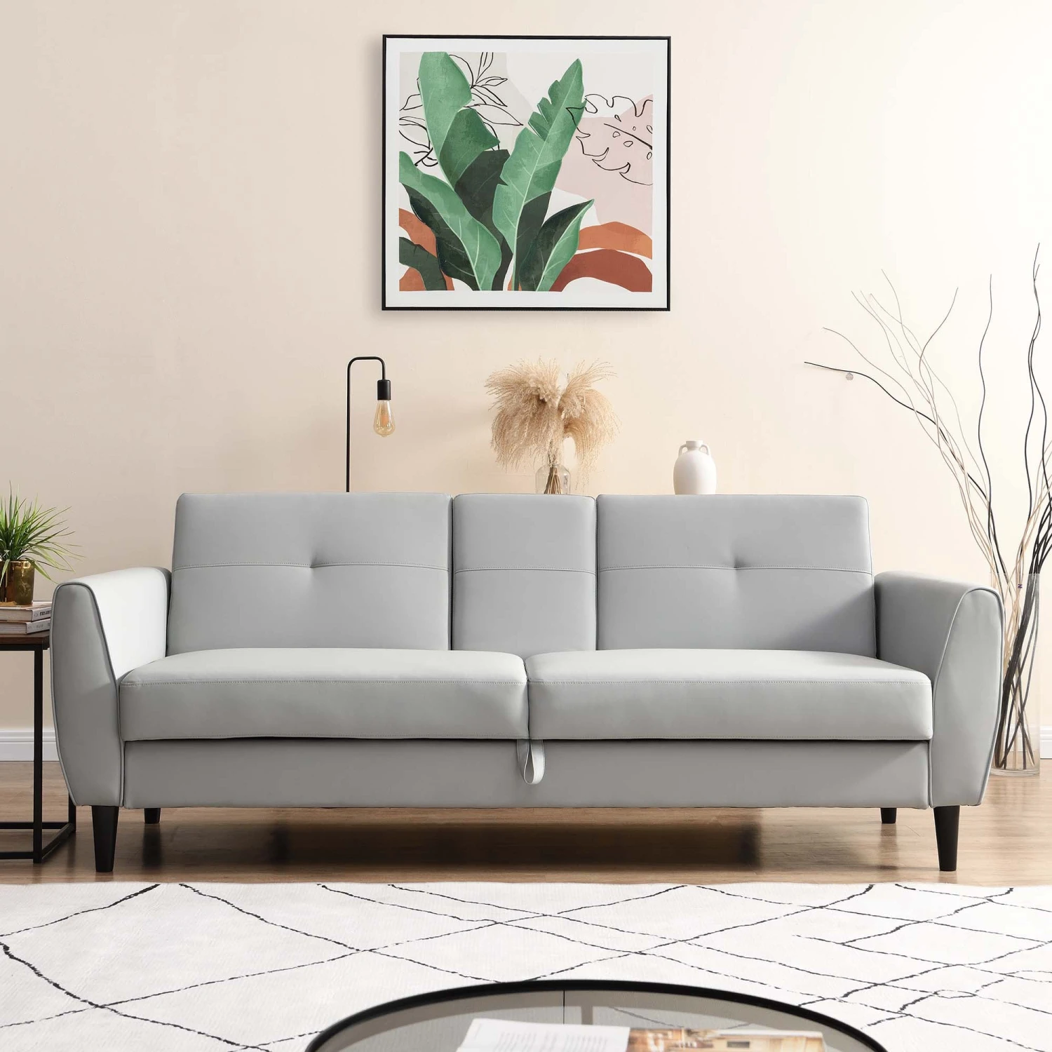Latimer Grey Faux Leather 3-Seater Storage Sofa Bed 2 Latimer Grey Faux Leather 3-Seater Storage Sofa Bed