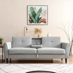 Latimer Grey Faux Leather 3-Seater Storage Sofa Bed 20 Latimer Grey Faux Leather 3-Seater Storage Sofa Bed -FINZ Furniture Shop AYSF 09 GREYPU 3ST scene1