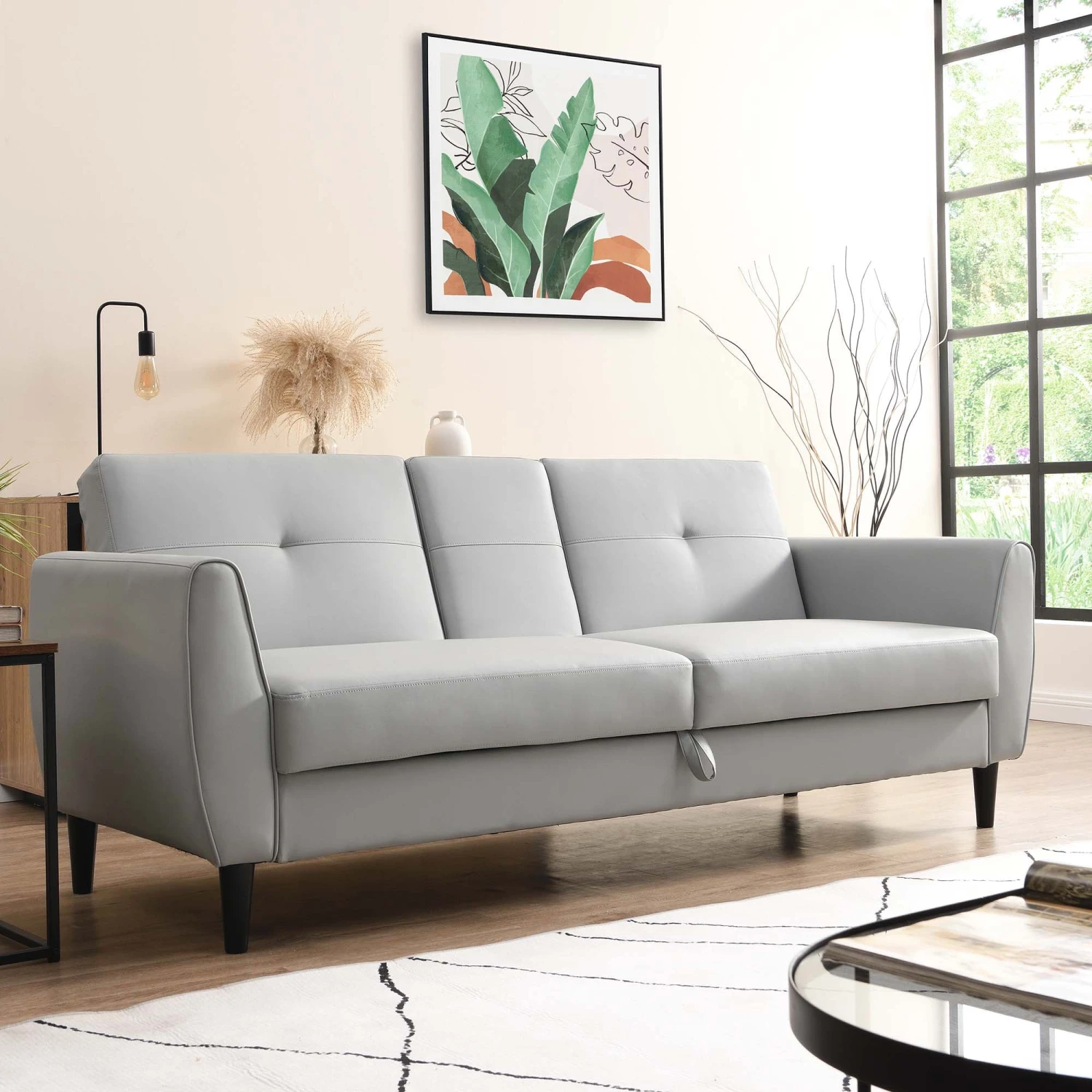 Latimer Grey Faux Leather 3-Seater Storage Sofa Bed 3 Latimer Grey Faux Leather 3-Seater Storage Sofa Bed - Image 2