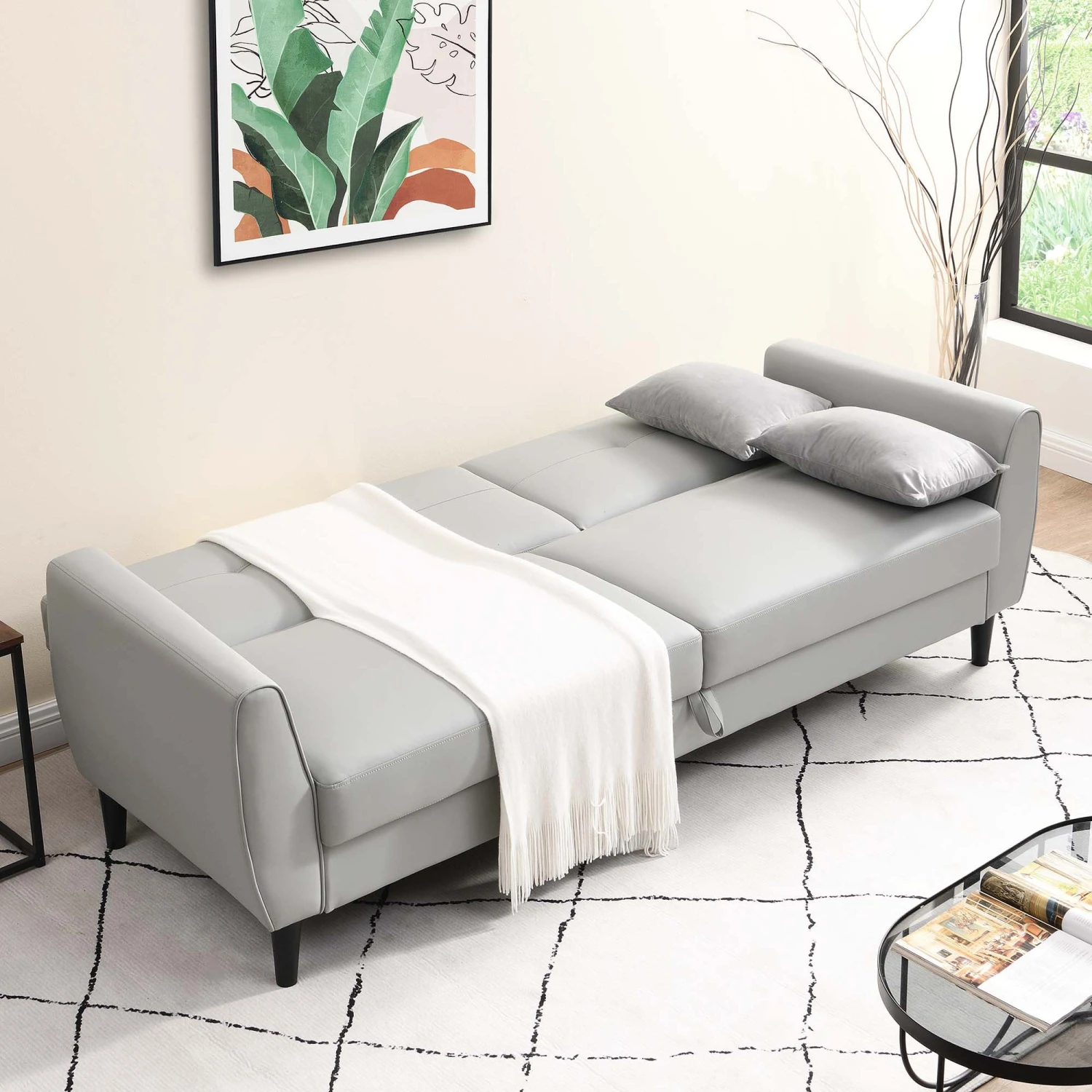 Latimer Grey Faux Leather 3-Seater Storage Sofa Bed 5 Latimer Grey Faux Leather 3-Seater Storage Sofa Bed - Image 4