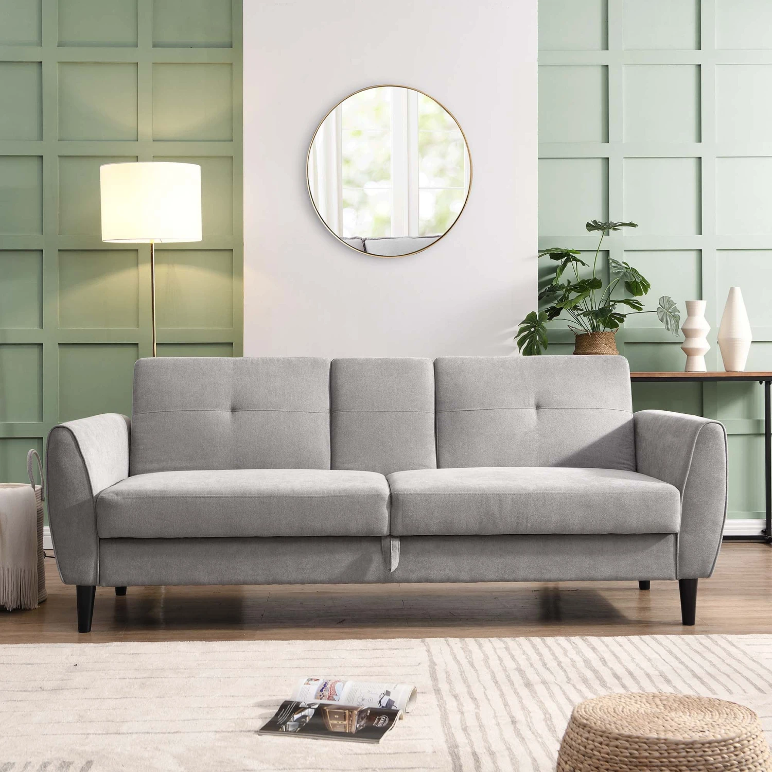 Latimer Light Grey Brushed Fabric 3-Seater Storage Sofa Bed 4 Latimer Light Grey Brushed Fabric 3-Seater Storage Sofa Bed - Image 2