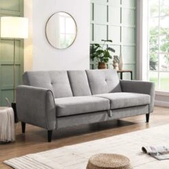 Latimer Light Grey Brushed Fabric 3-Seater Storage Sofa Bed
