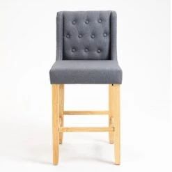 Harbury Set Of 2 Buttoned Bar Stools (Light Grey Linen) -FINZ Furniture Shop BCH 2112 LGREY LINEN 2P 3