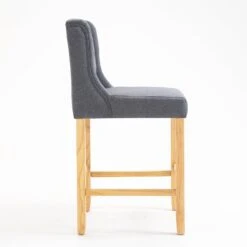 Harbury Set Of 2 Buttoned Bar Stools (Light Grey Linen) -FINZ Furniture Shop BCH 2112 LGREY LINEN 2P 4