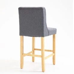 Harbury Set Of 2 Buttoned Bar Stools (Light Grey Linen) -FINZ Furniture Shop BCH 2112 LGREY LINEN 2P 5