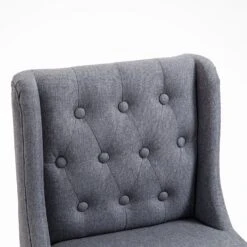 Harbury Set Of 2 Buttoned Bar Stools (Light Grey Linen) -FINZ Furniture Shop BCH 2112 LGREY LINEN 2P detail1