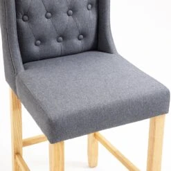 Harbury Set Of 2 Buttoned Bar Stools (Light Grey Linen) -FINZ Furniture Shop BCH 2112 LGREY LINEN 2P detail2