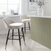 Miyae Set Of 2 Pleated Champagne Beige Velvet Upholstered Counter Stools