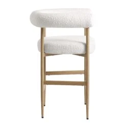 Fulbourn White Boucle Counter Stool With Natural Wood Effect Legs -FINZ Furniture Shop BCH 2171 WHITE BOUCLE NAT WB3