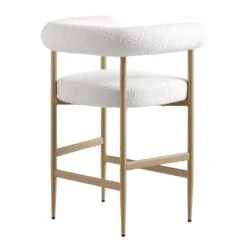 Fulbourn White Boucle Counter Stool With Natural Wood Effect Legs -FINZ Furniture Shop BCH 2171 WHITE BOUCLE NAT WB4