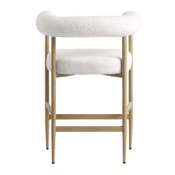 Fulbourn White Boucle Counter Stool With Natural Wood Effect Legs -FINZ Furniture Shop BCH 2171 WHITE BOUCLE NAT WB5