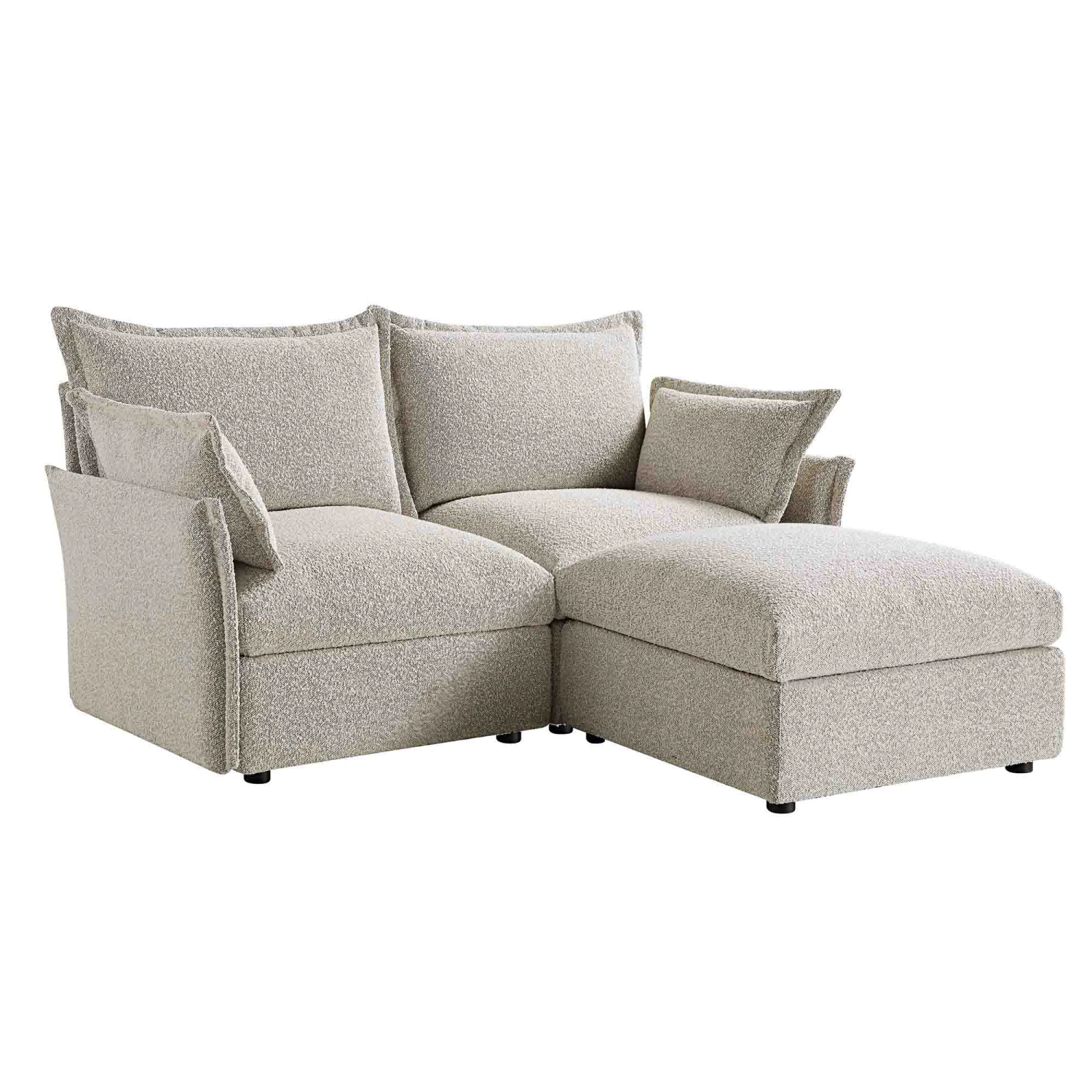 Byron Pillow Edge Mist Grey Boucle Modular Sofa, 2-Seater Chaise 6 Byron Pillow Edge Mist Grey Boucle Modular Sofa, 2-Seater Chaise - Image 4