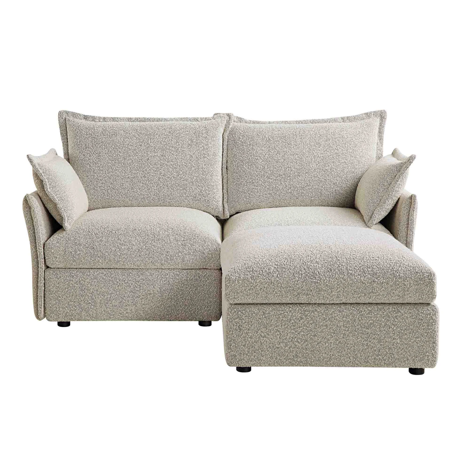 Byron Pillow Edge Mist Grey Boucle Modular Sofa, 2-Seater Chaise 8 Byron Pillow Edge Mist Grey Boucle Modular Sofa, 2-Seater Chaise - Image 6