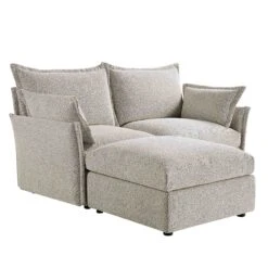 Byron Pillow Edge Mist Grey Boucle Modular Sofa, 2-Seater Chaise 19 Byron Pillow Edge Mist Grey Boucle Modular Sofa, 2-Seater Chaise -FINZ Furniture Shop BOSF 7053 GREY BOU 2STCHAISE WB3