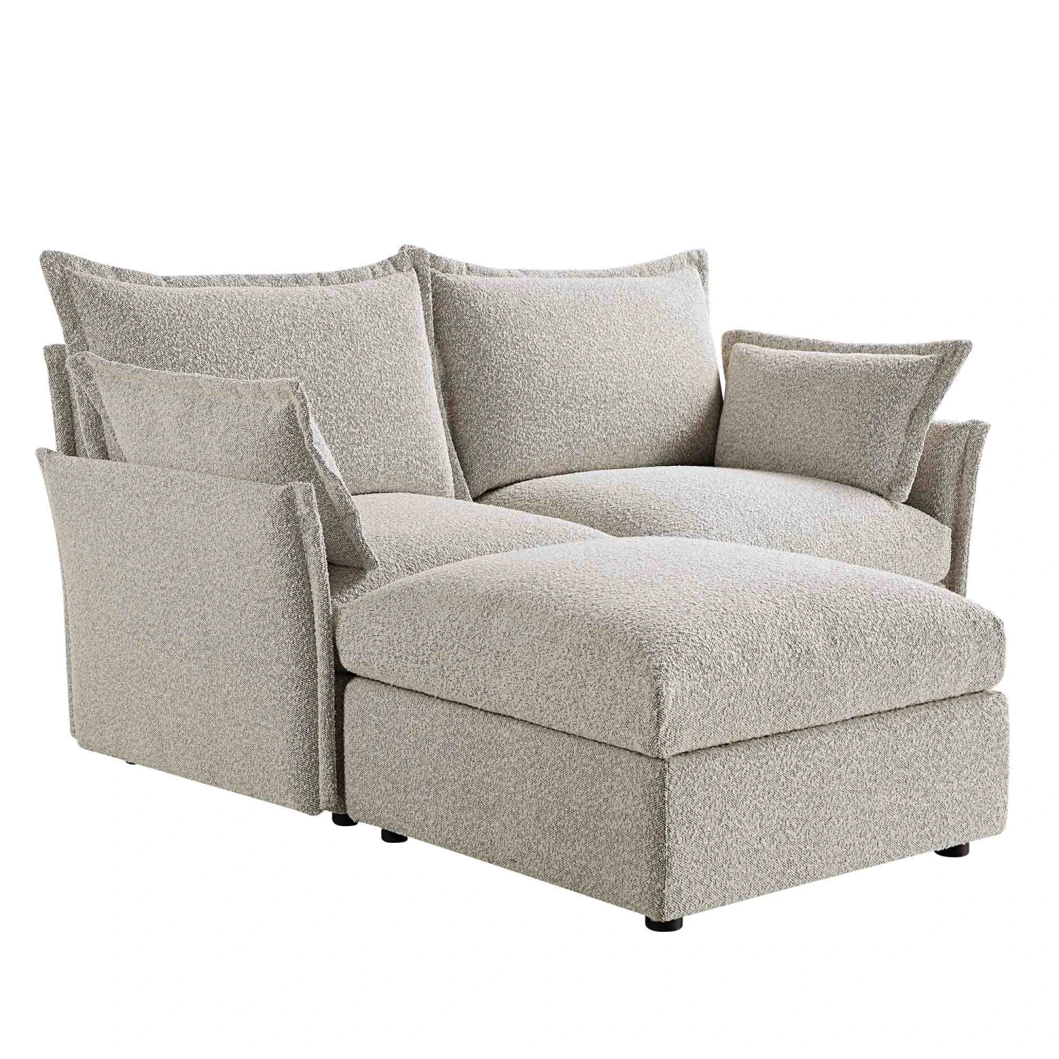Byron Pillow Edge Mist Grey Boucle Modular Sofa, 2-Seater Chaise 9 Byron Pillow Edge Mist Grey Boucle Modular Sofa, 2-Seater Chaise - Image 7