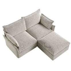 Byron Pillow Edge Mist Grey Boucle Modular Sofa, 2-Seater Chaise 21 Byron Pillow Edge Mist Grey Boucle Modular Sofa, 2-Seater Chaise -FINZ Furniture Shop BOSF 7053 GREY BOU 2STCHAISE WB5
