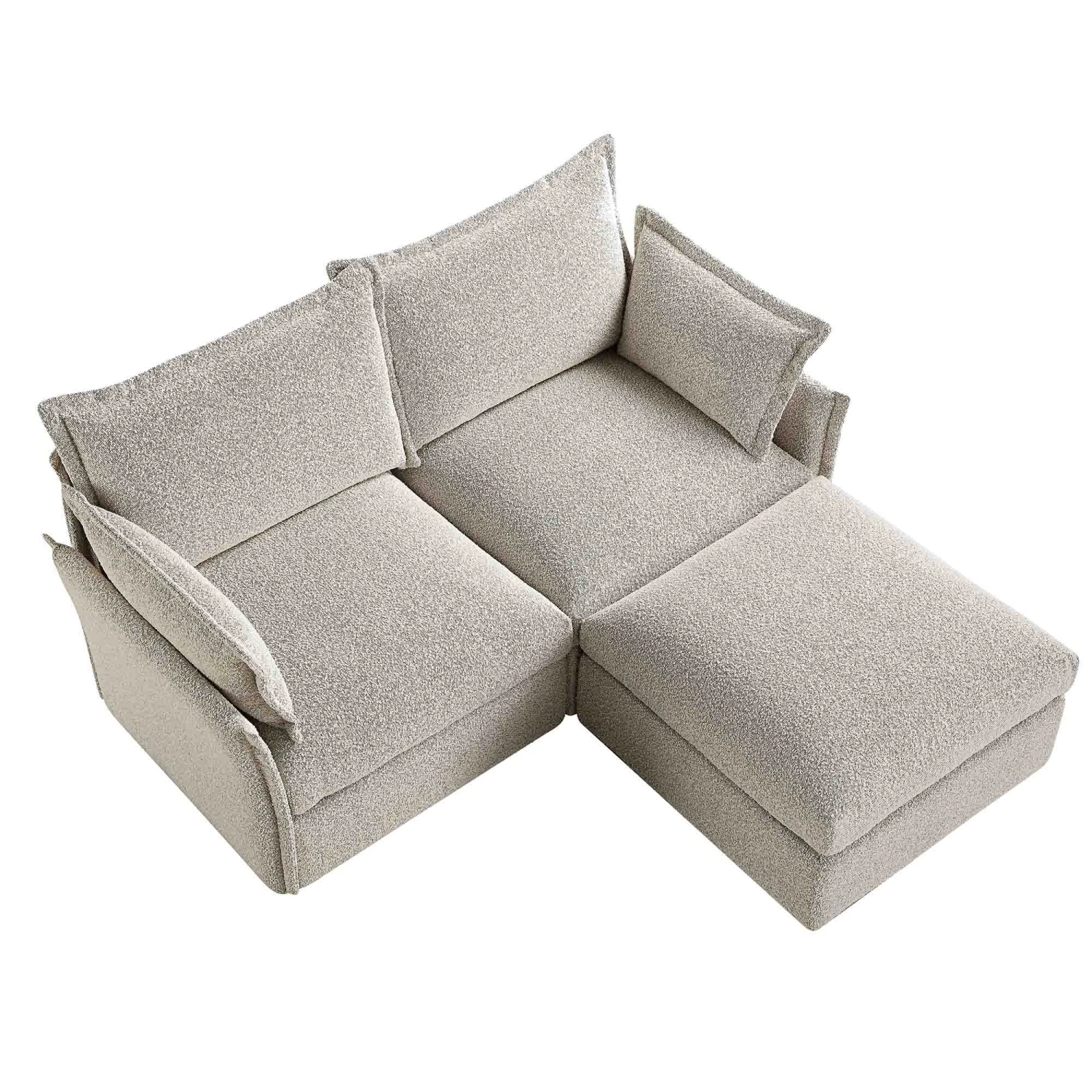 Byron Pillow Edge Mist Grey Boucle Modular Sofa, 2-Seater Chaise 11 Byron Pillow Edge Mist Grey Boucle Modular Sofa, 2-Seater Chaise - Image 9