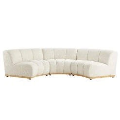 Granvia Ecru Boucle Modular Sofa, 3-Seater Curved Sofa -FINZ Furniture Shop BOSF 9381 BEIGE BOU 3ST CURVED WB2
