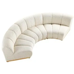 Granvia Ecru Boucle Modular Sofa, 3-Seater Curved Sofa -FINZ Furniture Shop BOSF 9381 BEIGE BOU 3ST CURVED WB3