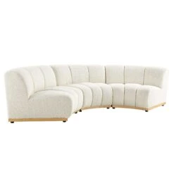 Granvia Ecru Boucle Modular Sofa, 3-Seater Curved Sofa -FINZ Furniture Shop BOSF 9381 BEIGE BOU 3ST CURVED WB4