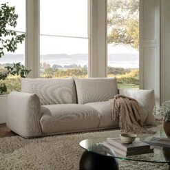 Gianni Three Seater Sofa, Beige Woven Fabric 19 Gianni Three Seater Sofa, Beige Woven Fabric -FINZ Furniture Shop BOSF 9678 BEIGE WOV 3ST main