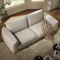 Gianni Three Seater Sofa, Beige Woven Fabric 20 Gianni Three Seater Sofa, Beige Woven Fabric -FINZ Furniture Shop BOSF 9678 BEIGE WOV 3ST scene2
