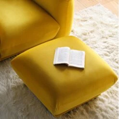 Gianni Pouffe, Goldenrod Velvet 13 Gianni Pouffe, Goldenrod Velvet -FINZ Furniture Shop BOSF 9678 GOLD VEL STOOL scene3