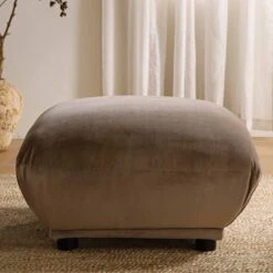 Gianni Pouffe, Mink Velvet -FINZ Furniture Shop BOSF 9678 TAUPE VEL STOOL scene3
