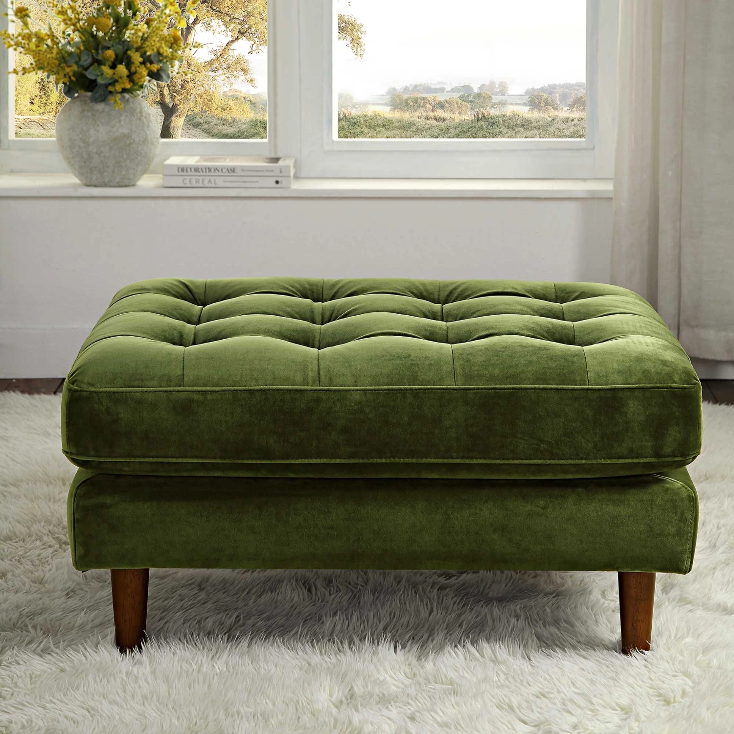 Henrietta Ottoman, Moss Green Velvet 5 Henrietta Ottoman, Moss Green Velvet - Image 3