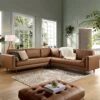 Henrietta 5+Seater Corner Sofa, Tan Faux Suede 1 Henrietta 5+Seater Corner Sofa, Tan Faux Suede -FINZ Furniture Shop BOSF 9680 TAN FXLT CORNER SET main