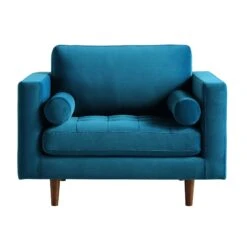 Henrietta Armchair, Teal Velvet -FINZ Furniture Shop BOSF 9680 TEAL VEL 1ST WB2