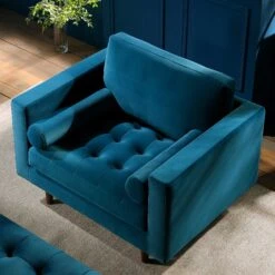 Henrietta Armchair, Teal Velvet -FINZ Furniture Shop BOSF 9680 TEAL VEL 1ST scene2