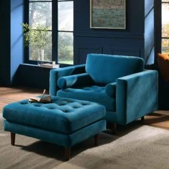 Henrietta Armchair, Teal Velvet -FINZ Furniture Shop BOSF 9680 TEAL VEL 1ST scene3