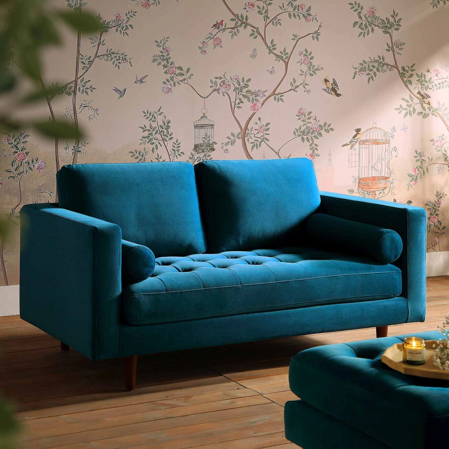Henrietta 2-Seater Sofa, Teal Velvet 3 Henrietta 2-Seater Sofa, Teal Velvet