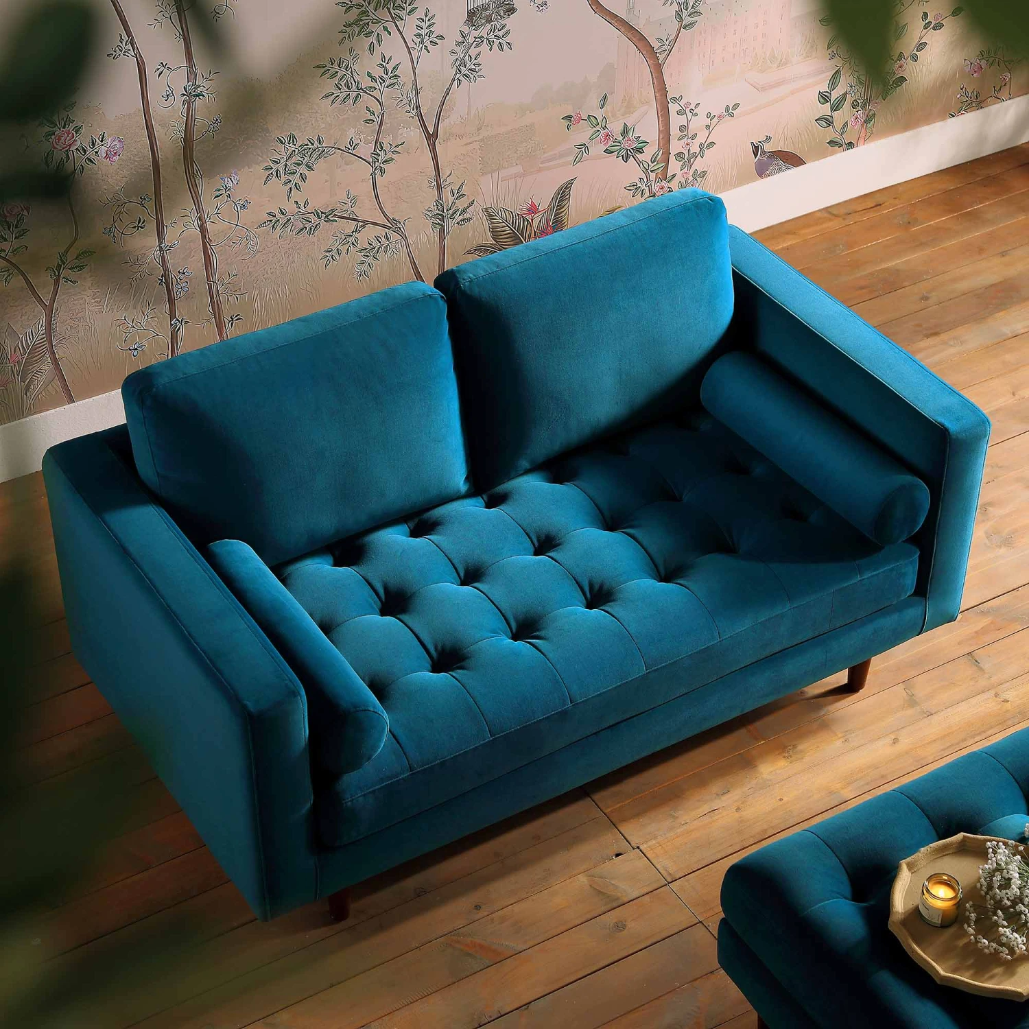 Henrietta 2-Seater Sofa, Teal Velvet 5 Henrietta 2-Seater Sofa, Teal Velvet - Image 3