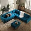 Henrietta 5+Seater Corner Sofa, Teal Velvet 1 Henrietta 5+Seater Corner Sofa, Teal Velvet -FINZ Furniture Shop BOSF 9680 TEAL VELCORNER main