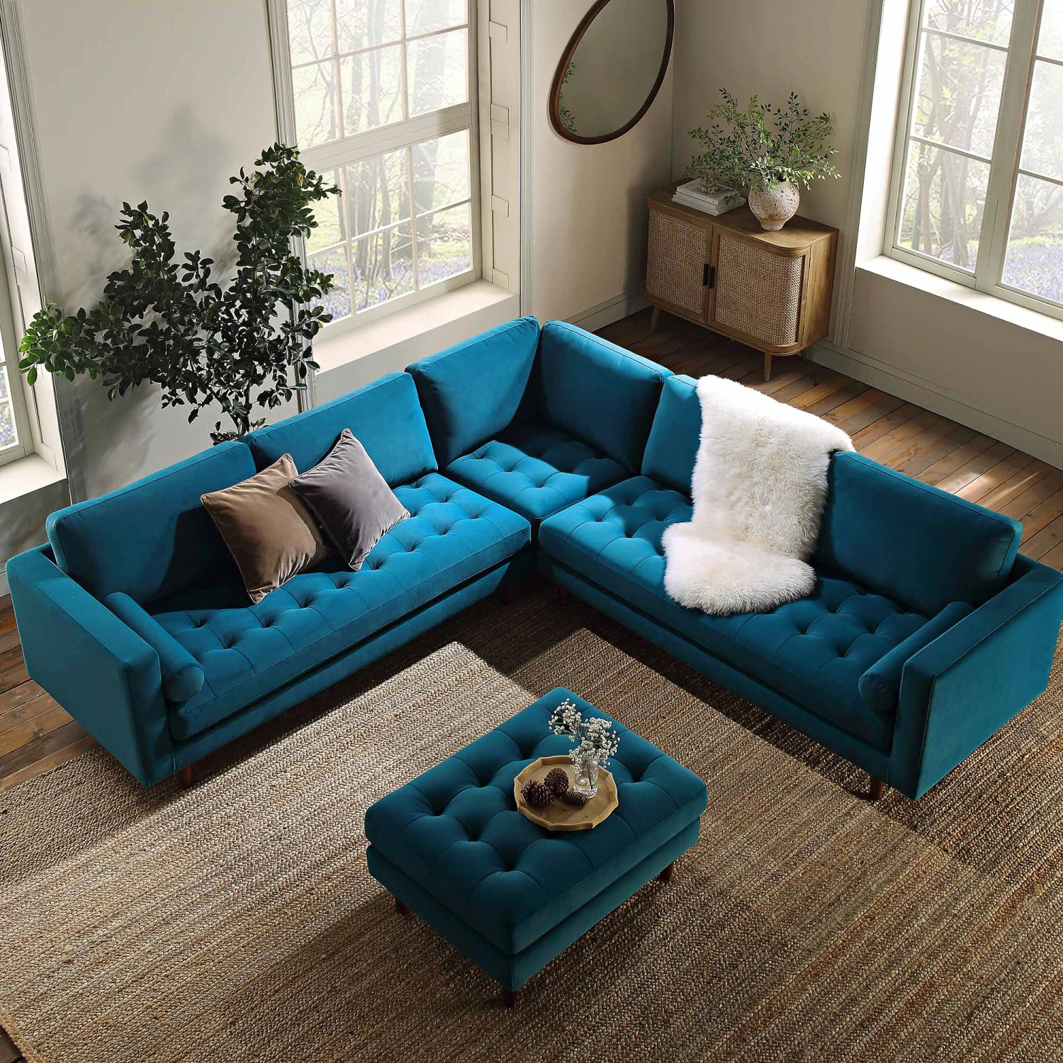 Henrietta 5+Seater Corner Sofa, Teal Velvet 3 Henrietta 5+Seater Corner Sofa, Teal Velvet