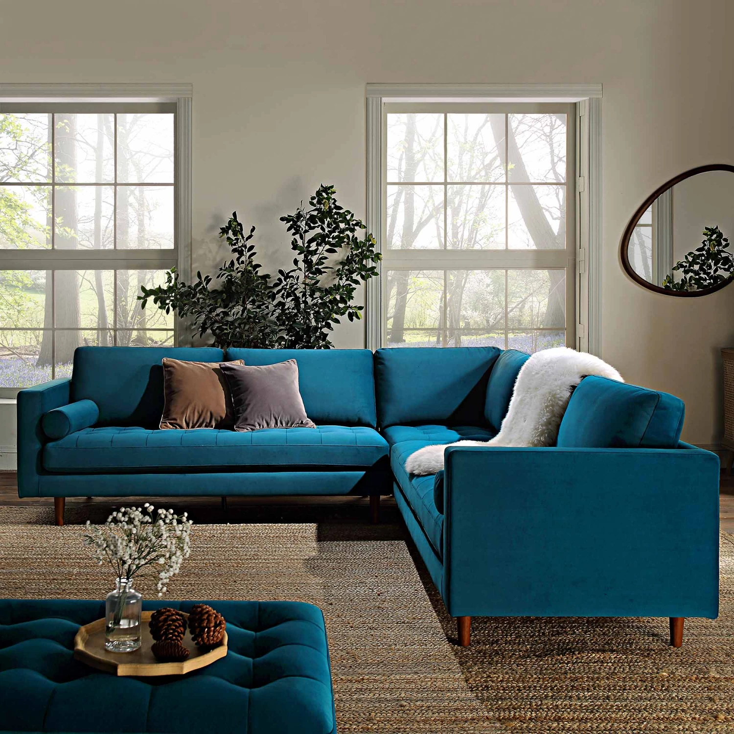 Henrietta 5+Seater Corner Sofa, Teal Velvet 4 Henrietta 5+Seater Corner Sofa, Teal Velvet - Image 2