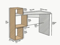 Mason White High Gloss Desk With Oak Effect Shelves -FINZ Furniture Shop BSD 027 Colour