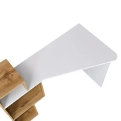 Mason White High Gloss Desk With Oak Effect Shelves -FINZ Furniture Shop BSD 027 detail1